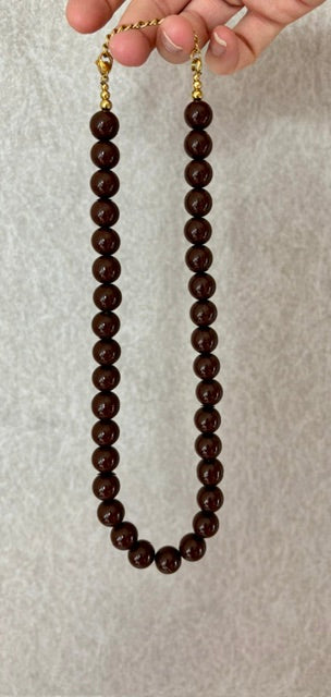 kralen ketting bruin